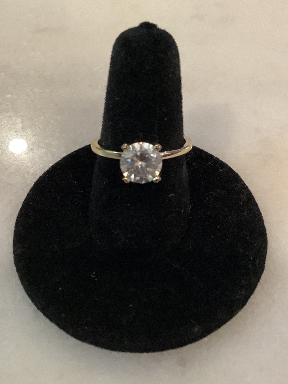 Timeless Gold Tone Ring with Brilliant Clear Stone, Brand New